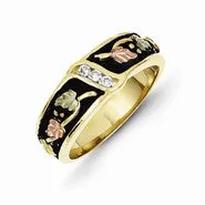 10k Tri-color Black Hills Gold Womens Antiqued Wedding Band Ring