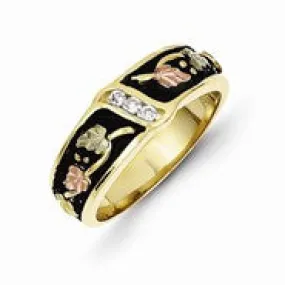 10k Tri-color Black Hills Gold Womens Antiqued Wedding Band Ring