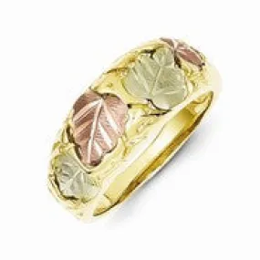 10k Tri-color Black Hills Gold Womens Wedding Band Ring