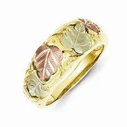 10k Tri-color Black Hills Gold Womens Wedding Band Ring
