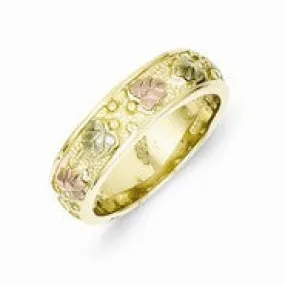 10k Tri-color Black Hills Gold Womens Wedding Band Ring