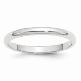 10k White Gold 2.5mm Half Round Wedding Band Ring