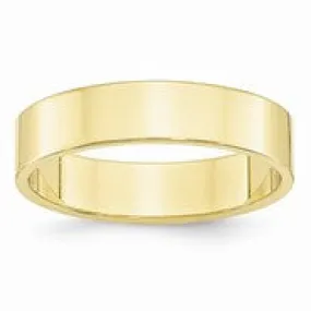 10k Yellow Gold 5mm Lightweight Flat Wedding Band Ring