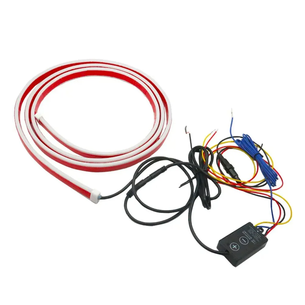 12V Universal Car Hood Decorative Light Yellow White Dynamic LED Daytime Running Light Strip  Auto Headlight Strips Scan