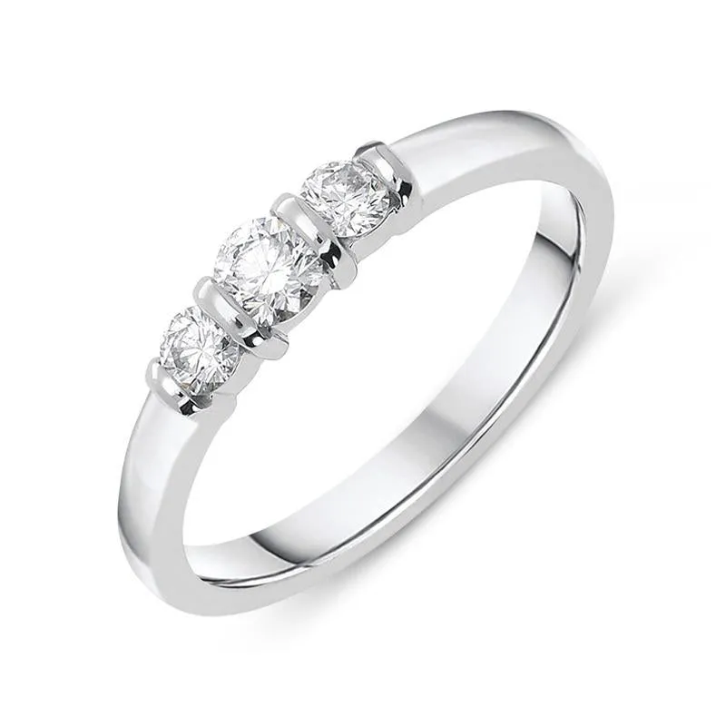 18ct White Gold 0.36ct Diamond Trilogy Bar Set Ring