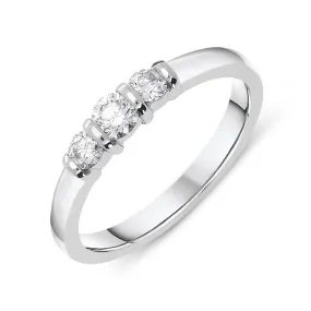 18ct White Gold 0.36ct Diamond Trilogy Bar Set Ring