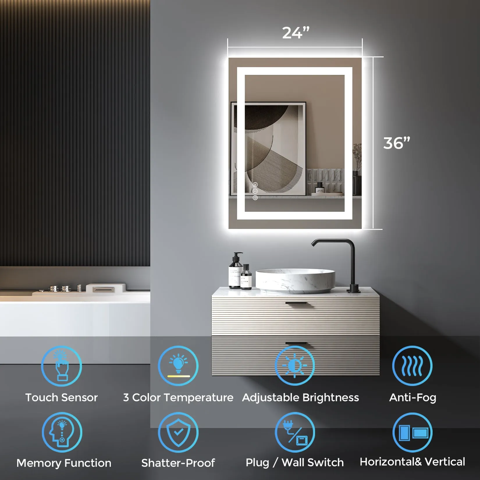 2022 Collection  Backlit   Front-Lighted LED Mirror for Bathroom 28 x 36 Inch