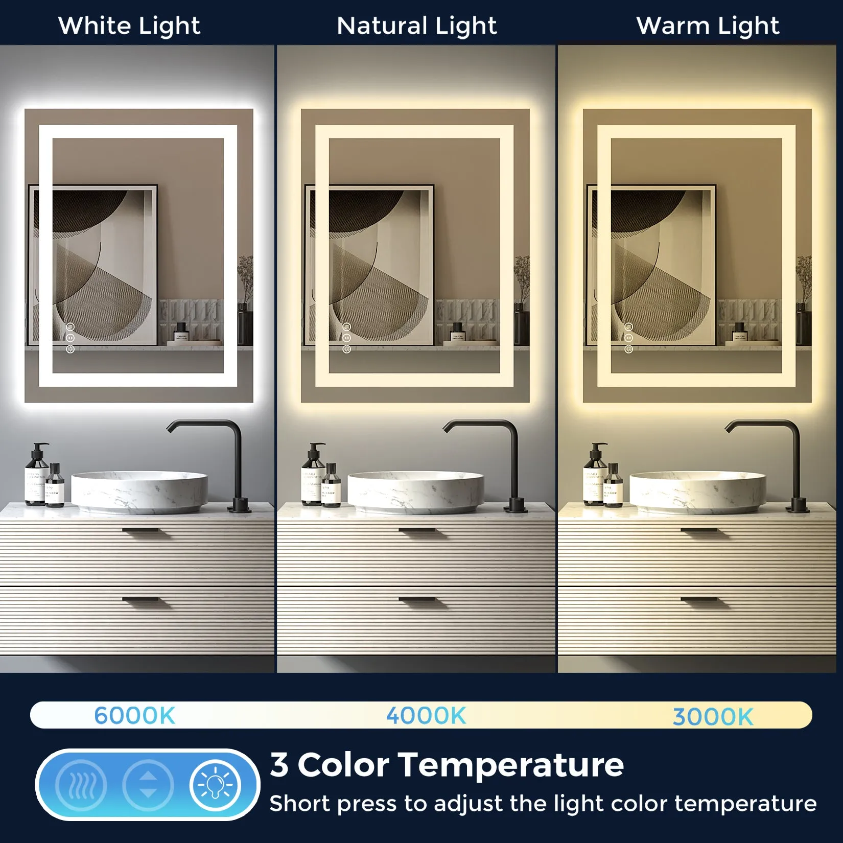 2022 Collection  Backlit   Front-Lighted LED Mirror for Bathroom 28 x 36 Inch