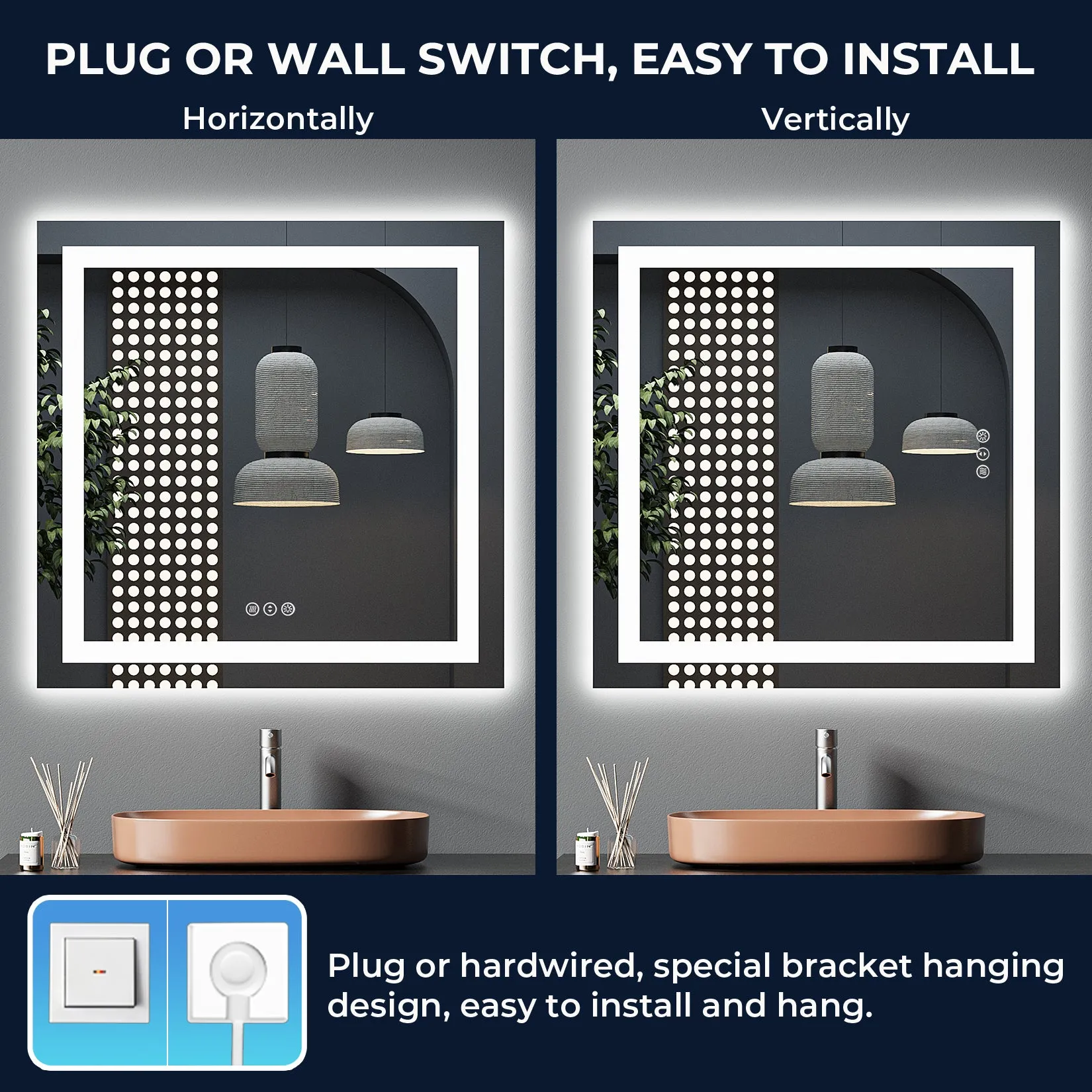 2022 Collection  Backlit   Front-Lighted LED Mirror for Bathroom 36 x 36 Inch