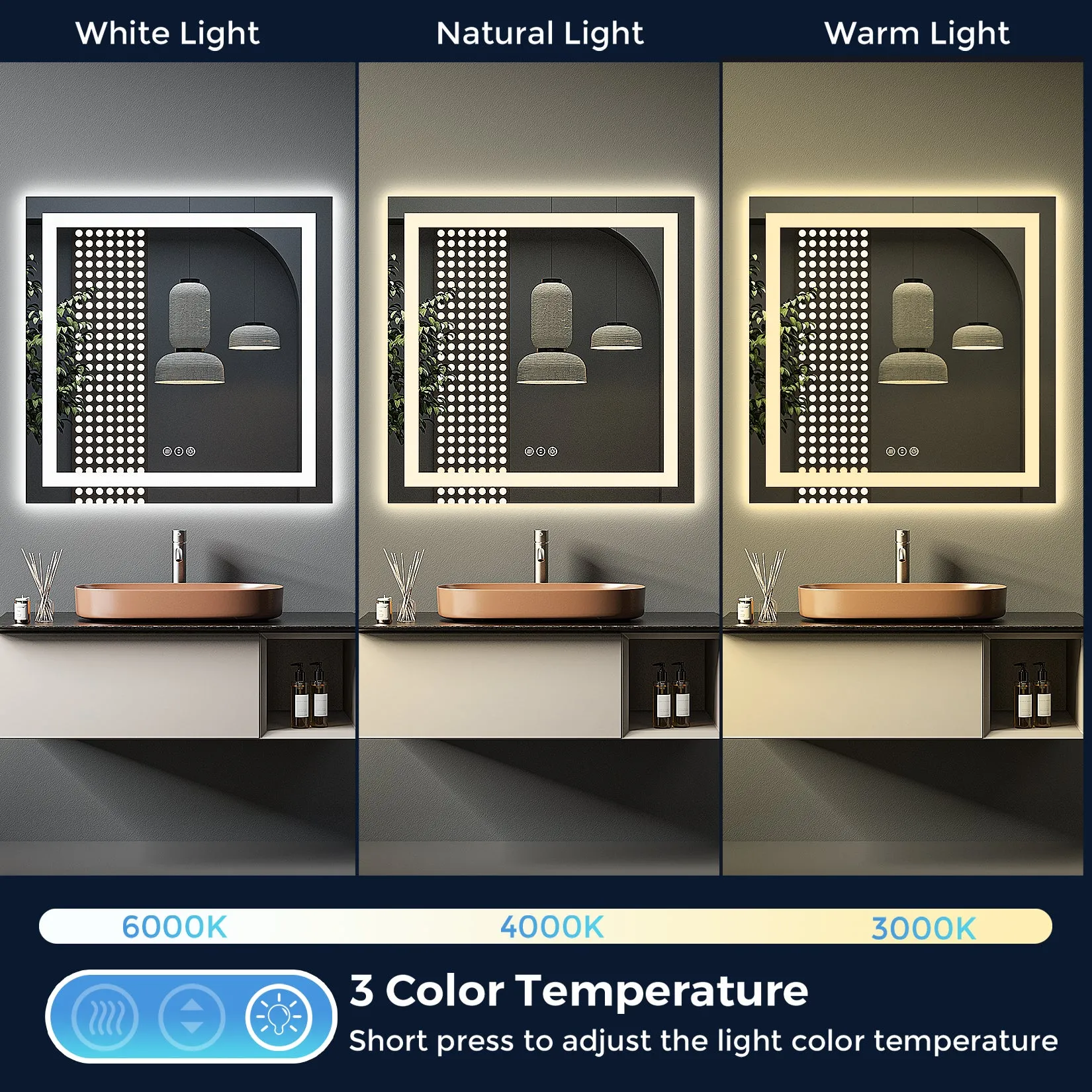 2022 Collection  Backlit   Front-Lighted LED Mirror for Bathroom 36 x 36 Inch