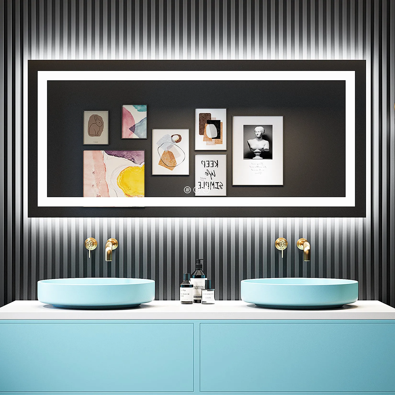2022 Collection  Backlit   Frontlit LED Mirror for Bathroom 60  x 28 Inch