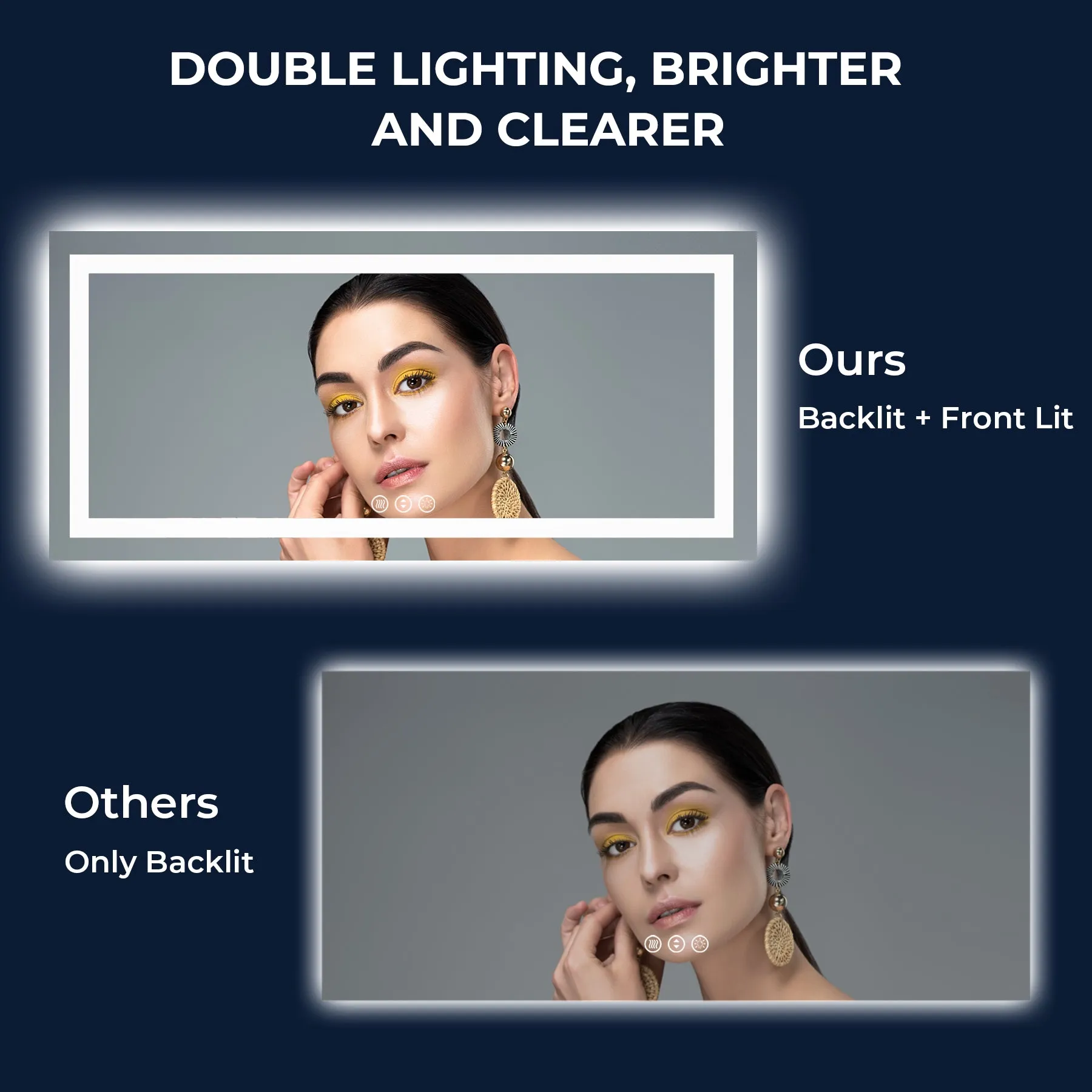 2022 Collection  Backlit   Frontlit LED Mirror for Bathroom 60  x 28 Inch