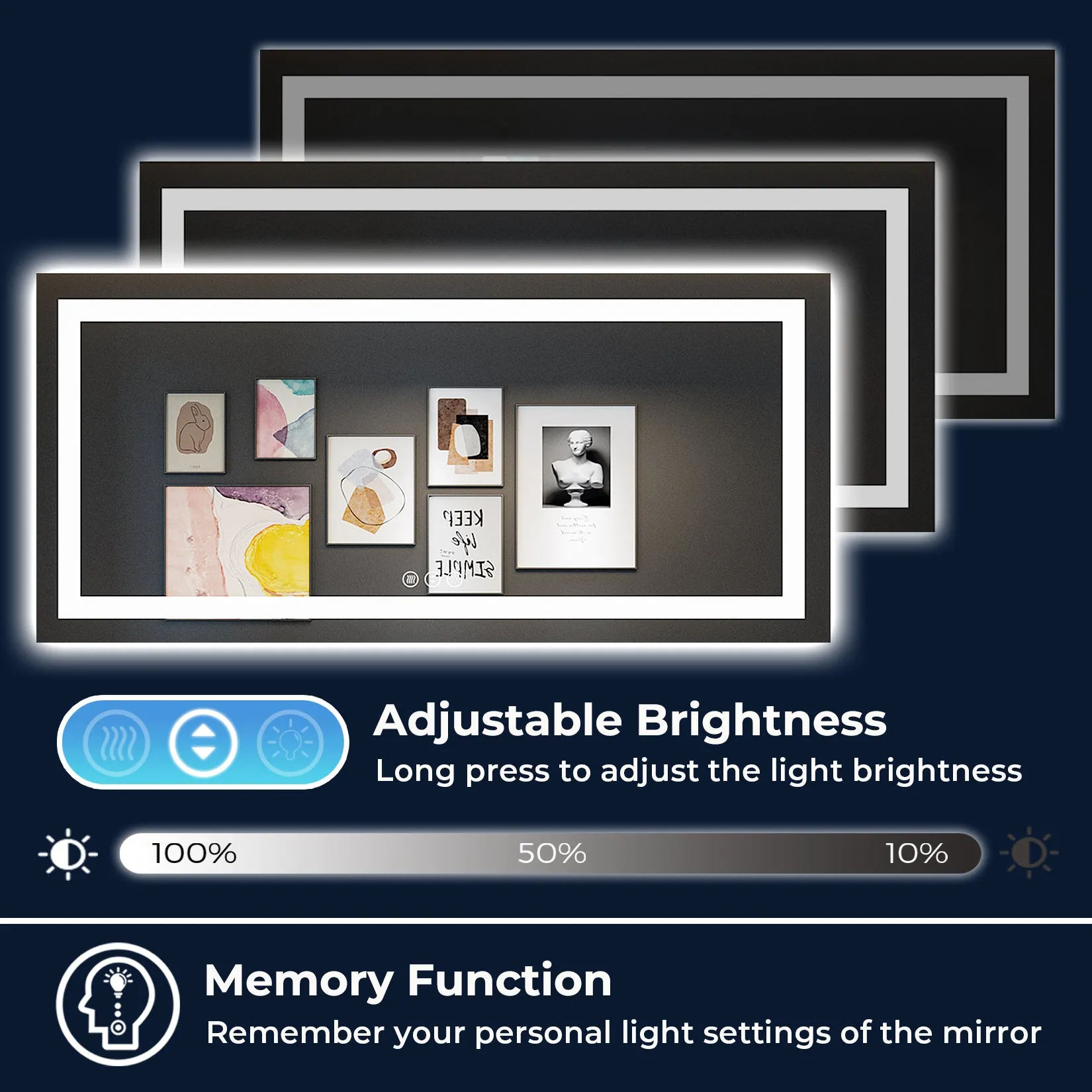 2022 Collection  Backlit   Frontlit LED Mirror for Bathroom 60  x 28 Inch
