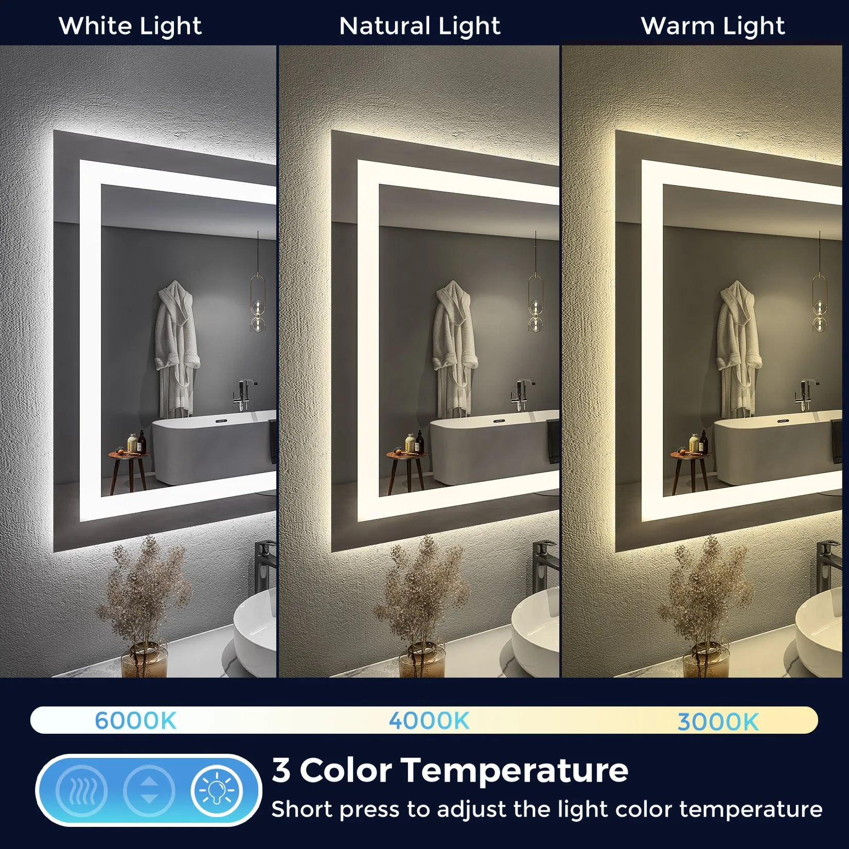 2022 Collection  Backlit   Frontlit LED Mirror for Bathroom 60 x 36 Inch