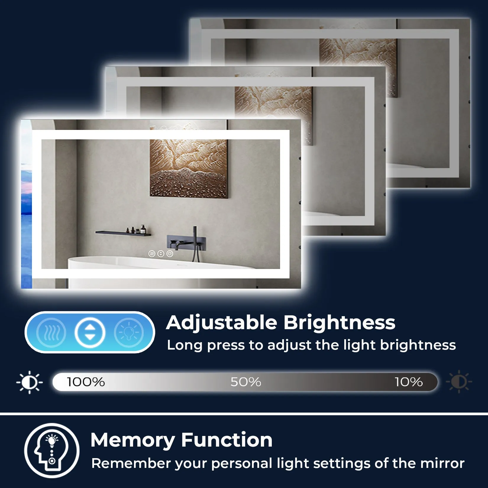 2022 Collection  Backlit   Frontlit LED Mirror for Bathroom 60 x 36 Inch