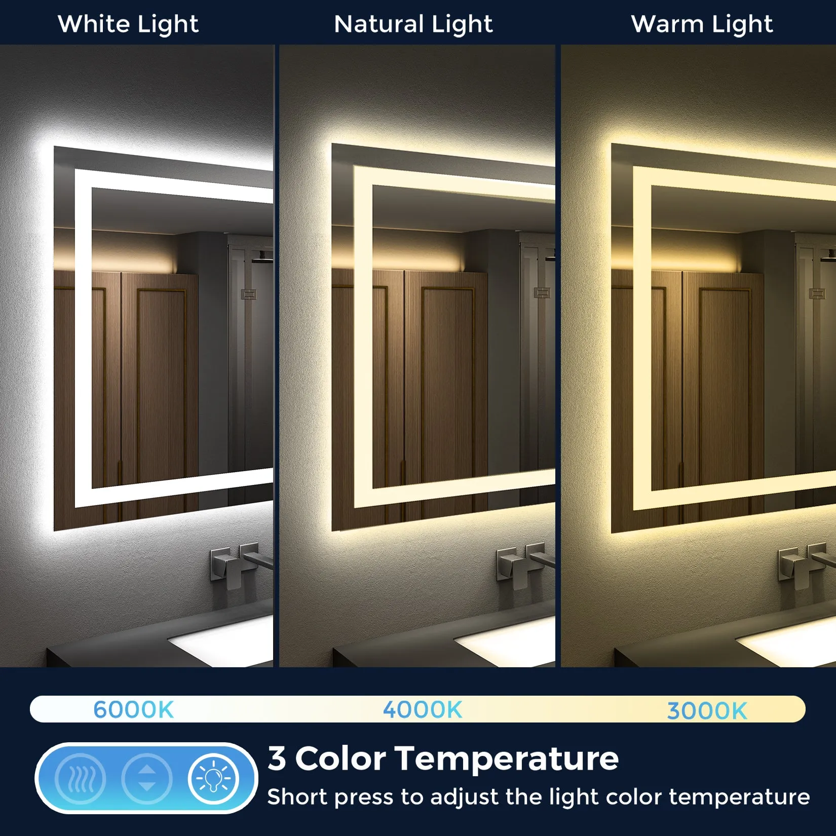 2022 Collection Backlit   Frontlit LED Mirror for Bathroom 72 x 36 Inch