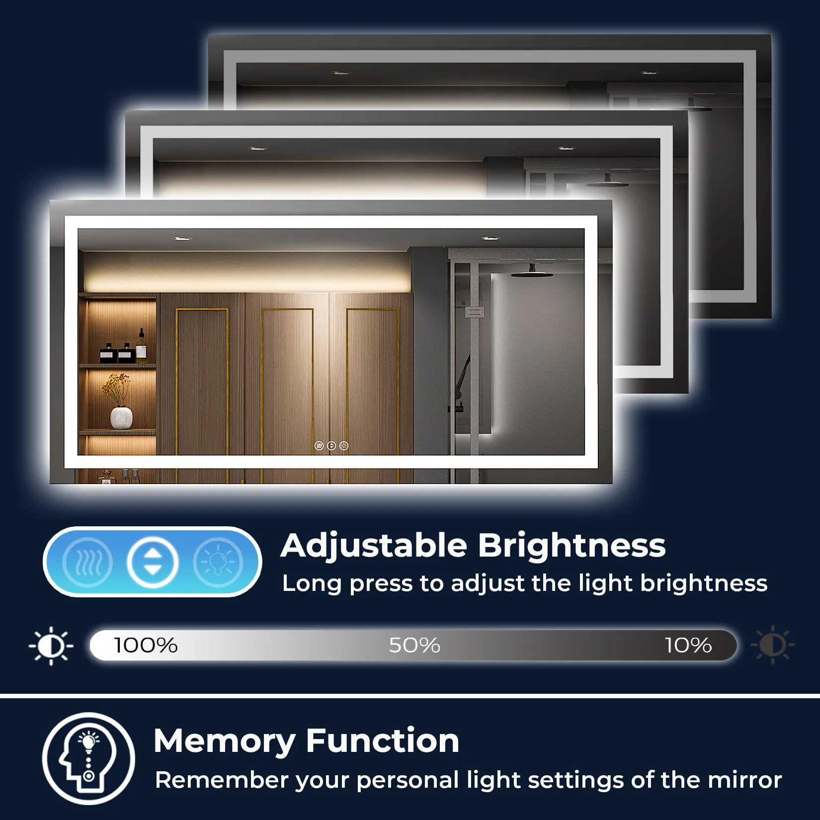 2022 Collection Backlit   Frontlit LED Mirror for Bathroom 72 x 36 Inch