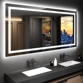 2022 Collection Backlit   Frontlit LED Mirror for Bathroom 72 x 36 Inch