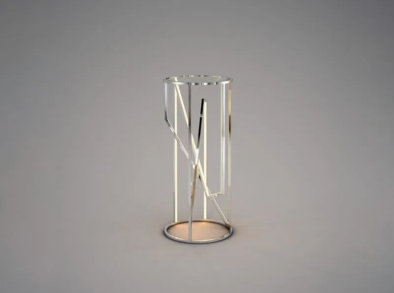 35.5" Tall Trapezoid Decor Item in Polished Chrome