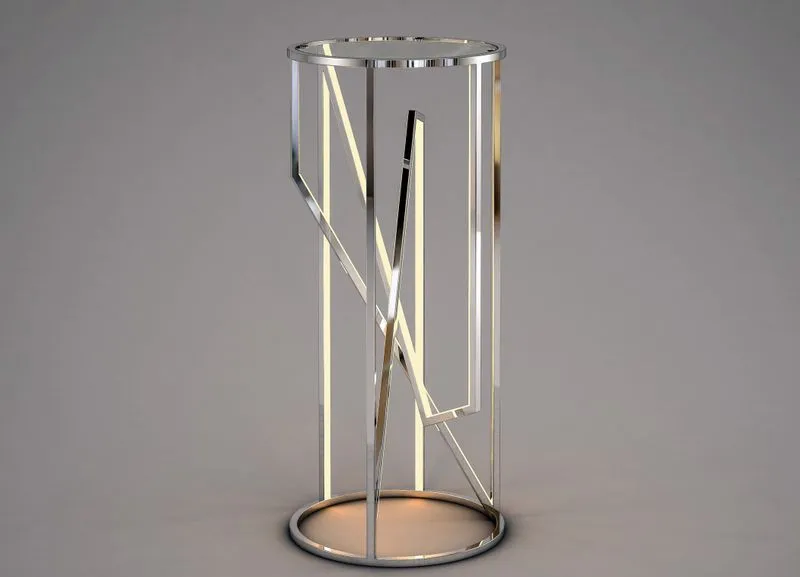 35.5" Tall Trapezoid Decor Item in Polished Chrome