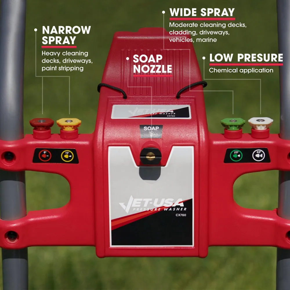 4800PSI Petrol Pressure Washer, 7HP Engine, 30m Hose - Jet-USA CX760
