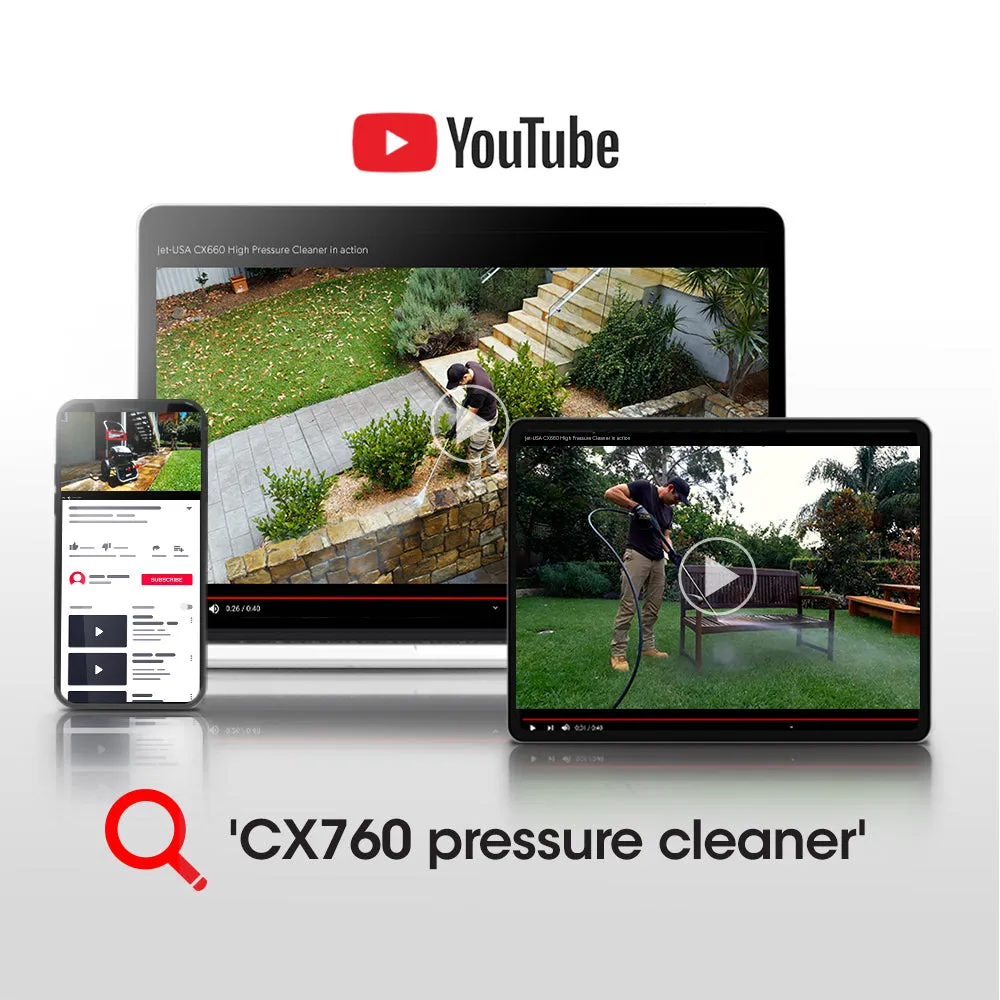 4800PSI Petrol Pressure Washer, 7HP Engine, 30m Hose - Jet-USA CX760
