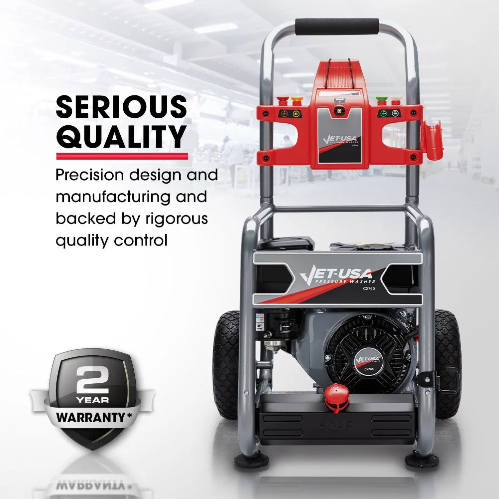 4800PSI Petrol Pressure Washer, 7HP Engine, 30m Hose - Jet-USA CX760