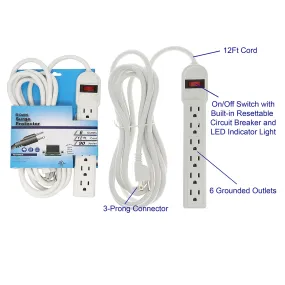 6-Outlet Surge Protector With 12-Foot Cord