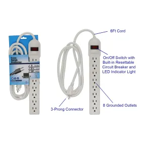 8-Outlet Surge Protector With 6-Foot Cord