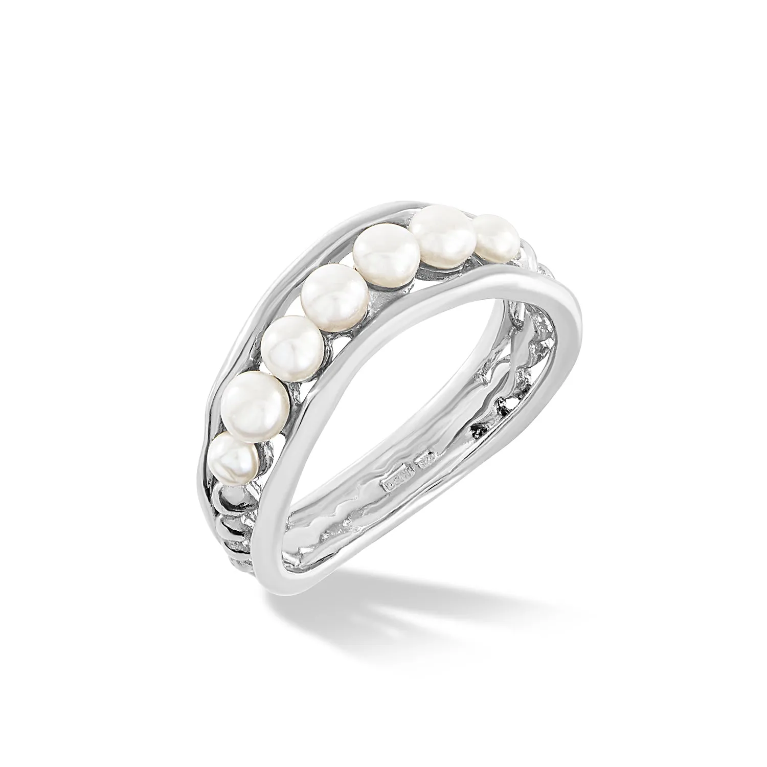9k Gold & Pearl Waterfall Ring