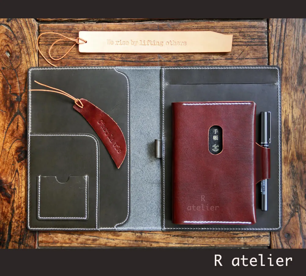 A5 / iPad Mini Leather Notepad Portfolio Case | Olive