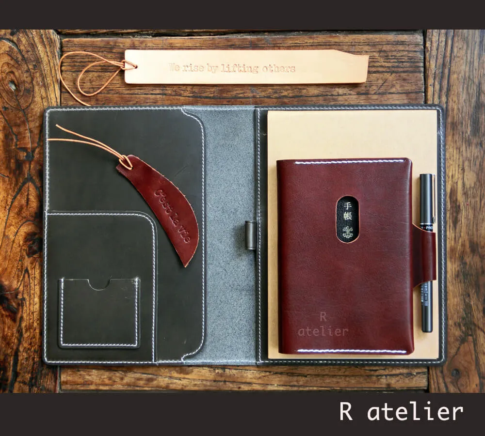 A5 / iPad Mini Leather Notepad Portfolio Case | Olive