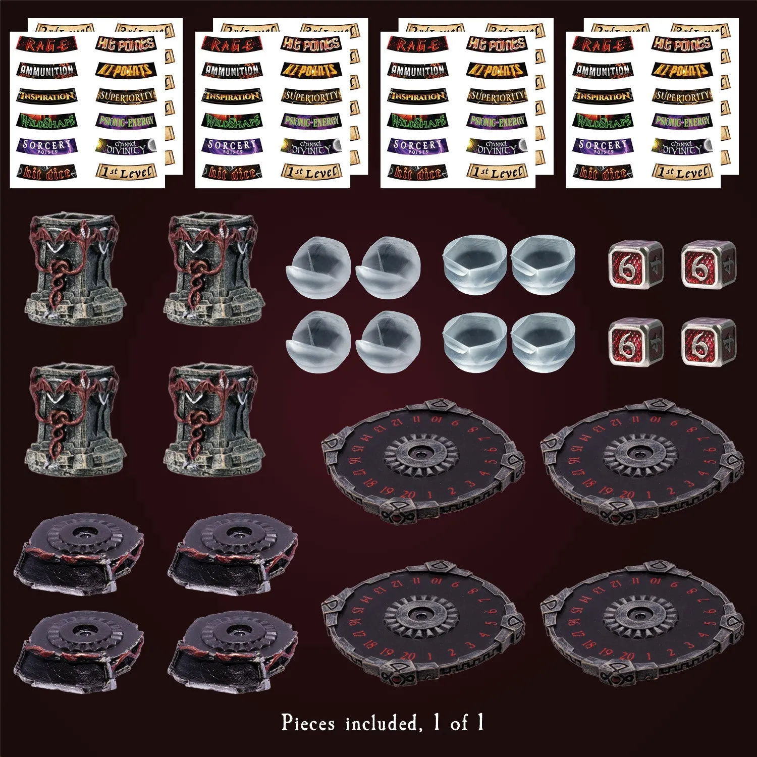 Ability Tracker 4-Pack & Drakona d6 Dice