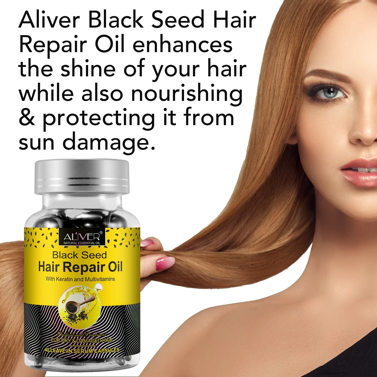 Aliver Black Seed Hair Repair Oil Capsules- For Dry & Damaged Hair