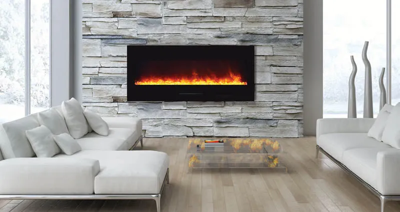 Amantii 50” Wall Mount/Flash Mount Glass Surround Electric Fireplace