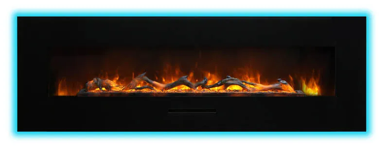 Amantii 72” Wall Mount/Flash Mount Glass Surround Electric Fireplace
