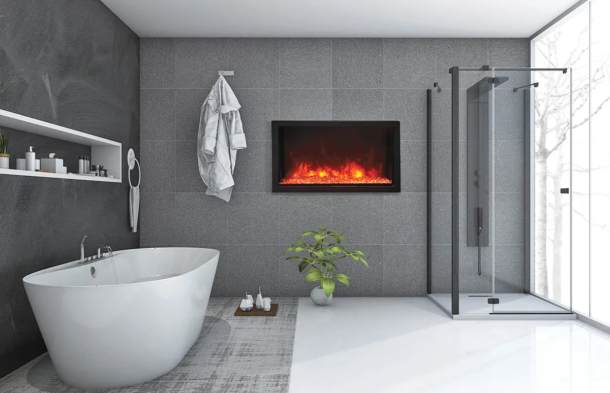 Amantii Deep XT 72” Built In Electric Fireplace W/Black Steel Surround