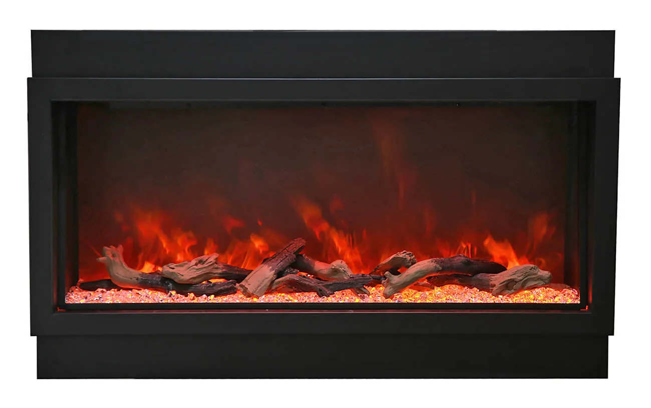 Amantii Deep XT 72” Built In Electric Fireplace W/Black Steel Surround