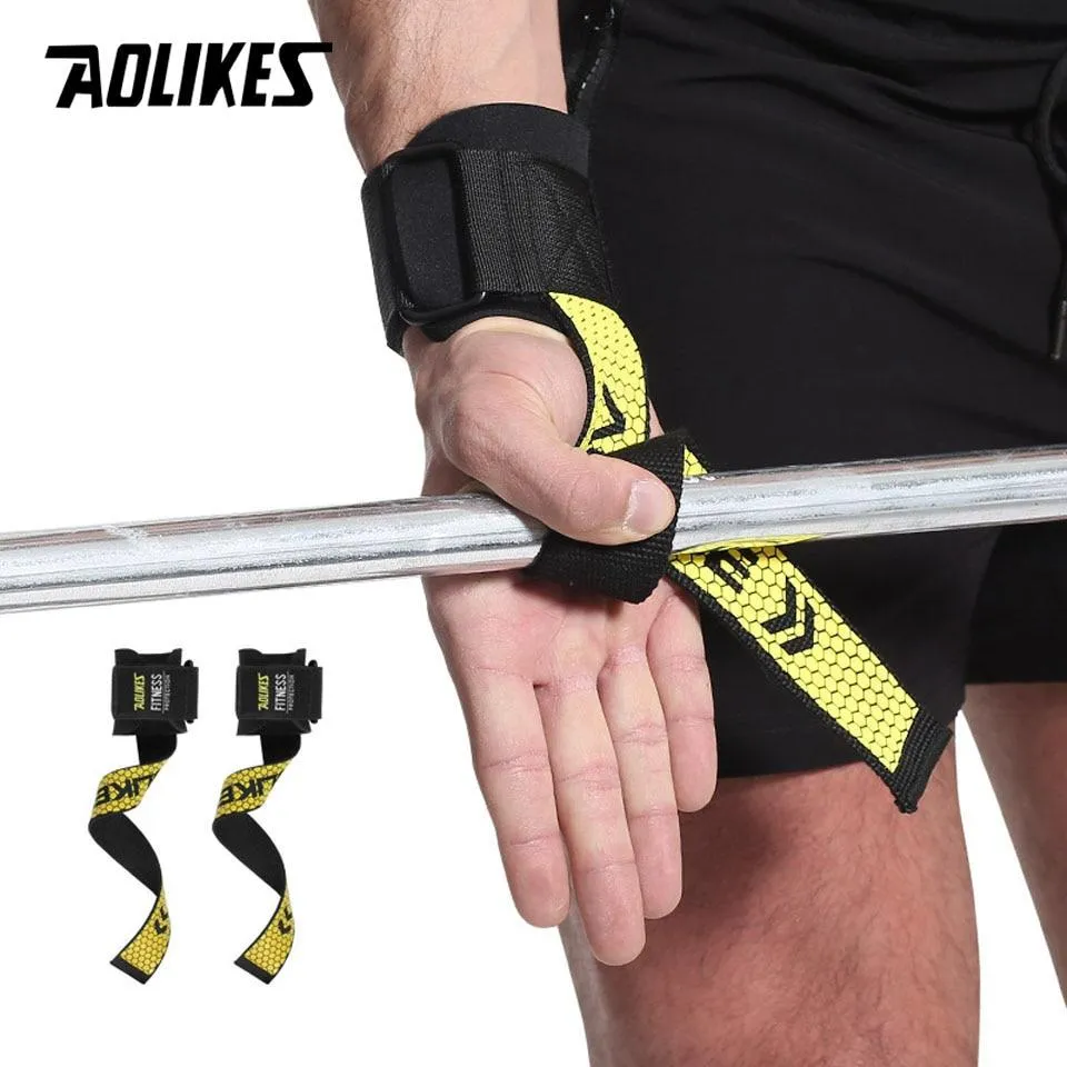 AOLIKES 1 Pair Gym Fitness Weight lifting Grip Straps Dumbbell Hand Grips Training Wrist Support Bands For Barbell Pull Up