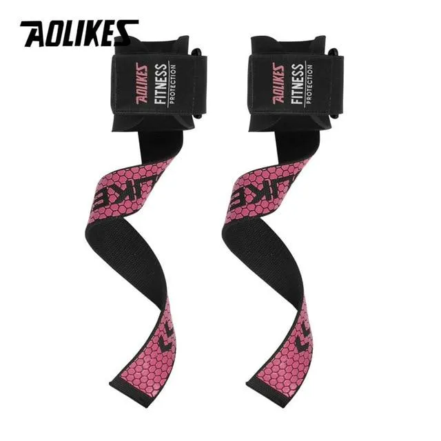 AOLIKES 1 Pair Gym Fitness Weight lifting Grip Straps Dumbbell Hand Grips Training Wrist Support Bands For Barbell Pull Up