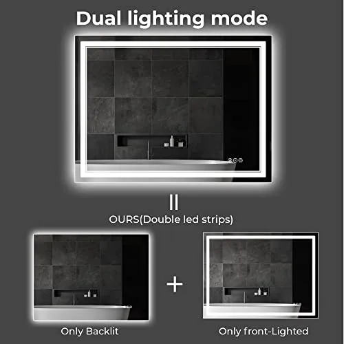 Awandee Home Backlit   Front Lighted Vanity Mirror for Bathroom 48 x 36 Inch