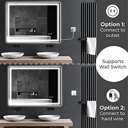 Awandee Home Backlit   Front Lighted Vanity Mirror for Bathroom 48 x 36 Inch