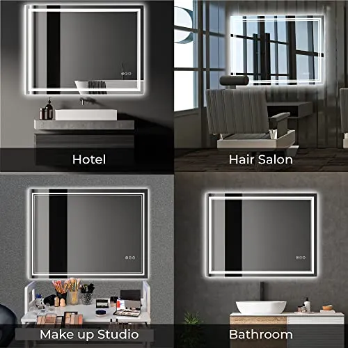 Awandee Home Backlit   Front Lighted Vanity Mirror for Bathroom 48 x 36 Inch
