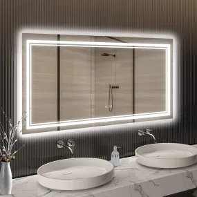 Awandee Home Backlit   Front Lighted Vanity Mirror for Bathroom 60 x 28 Inch
