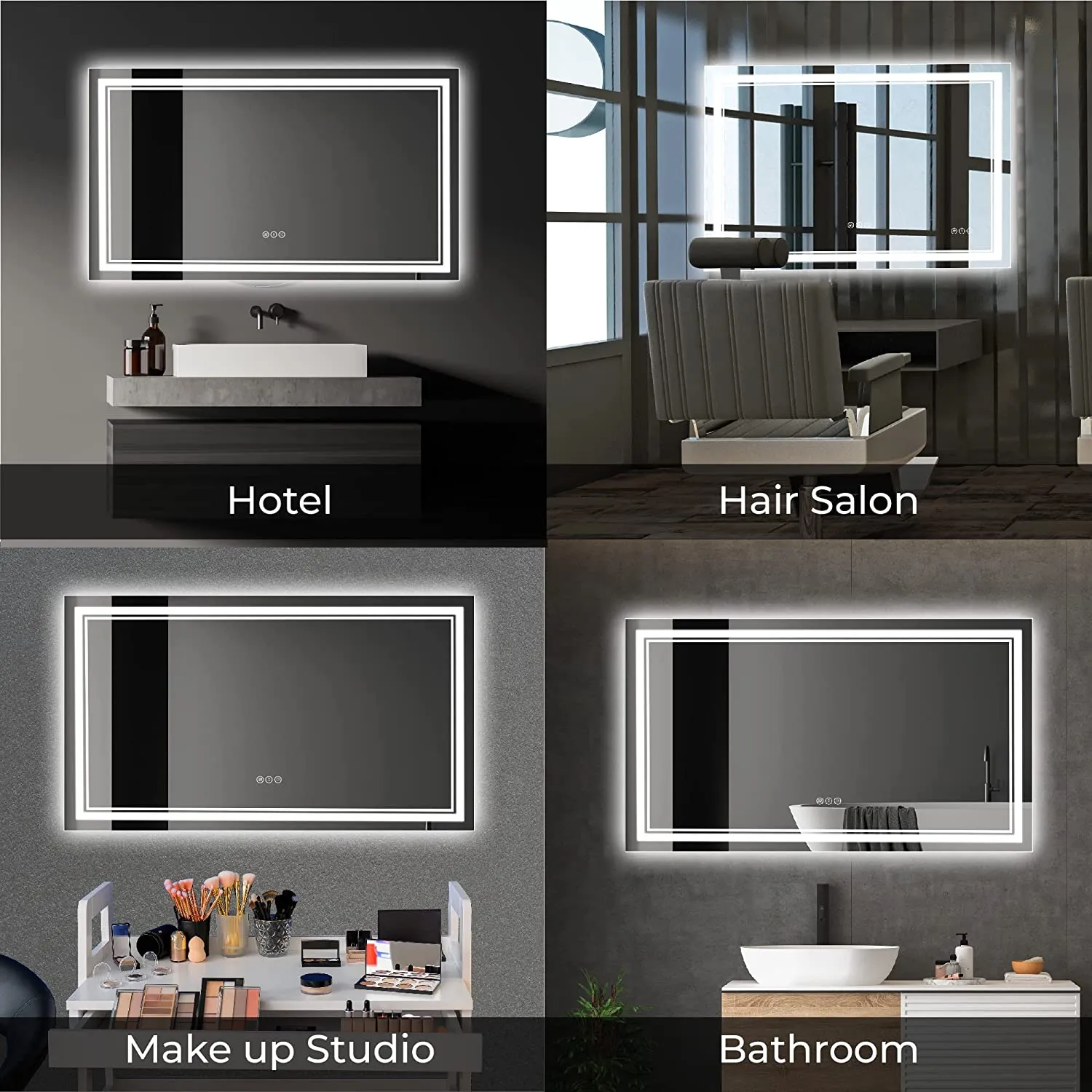 Awandee Home Backlit   Front Lighted Vanity Mirror for Bathroom 60 x 28 Inch