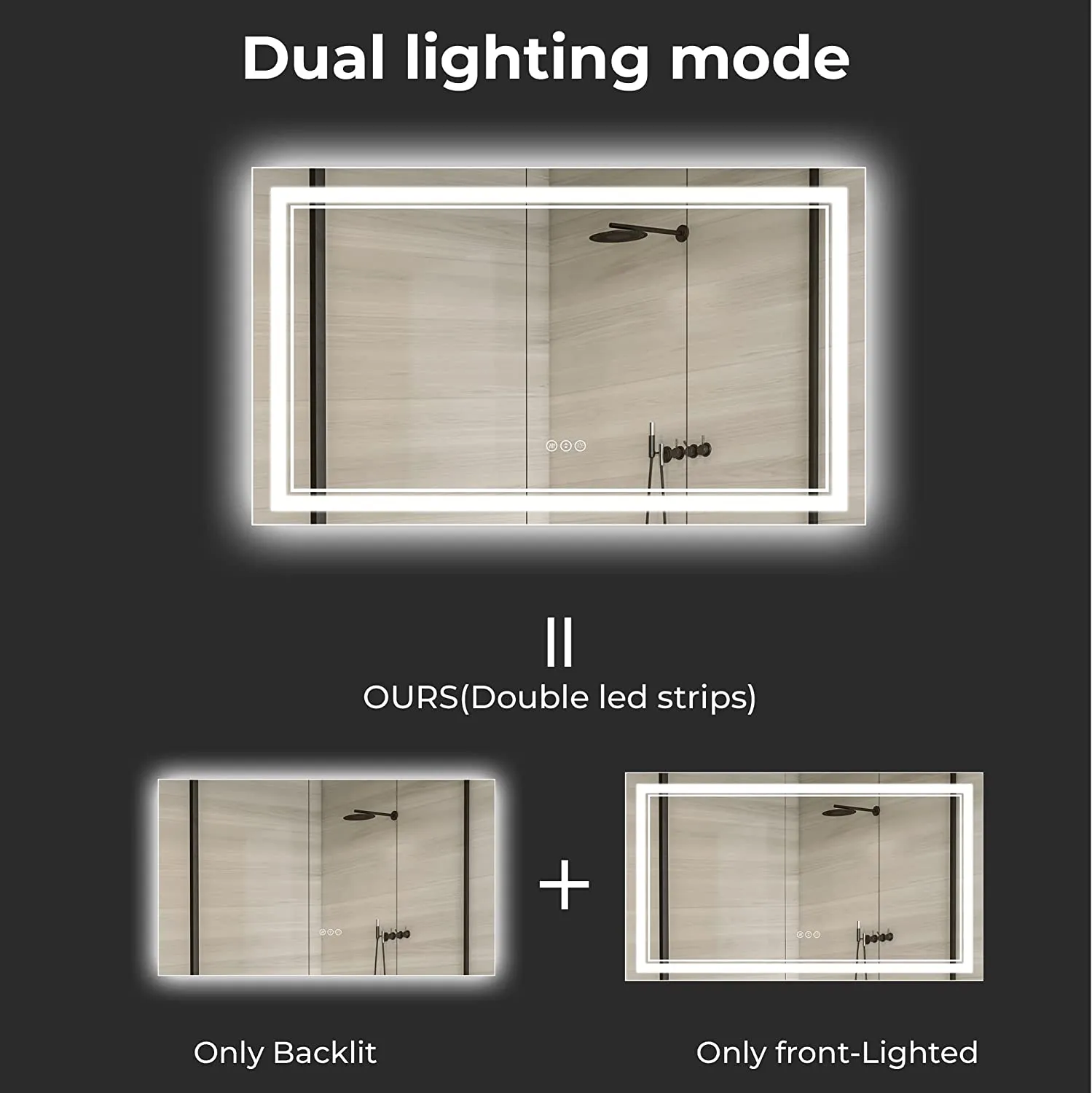 Awandee Home Backlit   Front Lighted Vanity Mirror for Bathroom 60 x 28 Inch