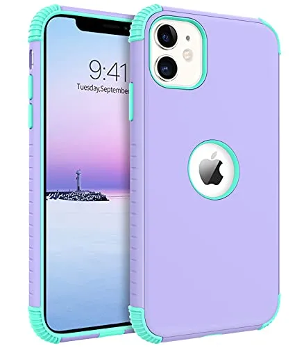 BENTOBEN for iPhone 11 Case, Phone Case iPhone 11, Heavy Duty 2 in 1 Full Rugged Shockproof Protection Hybrid Hard PC Bumper Drop Protective Girls Women Boys Men iPhone 11 2019 Cover,Light Grey/Black