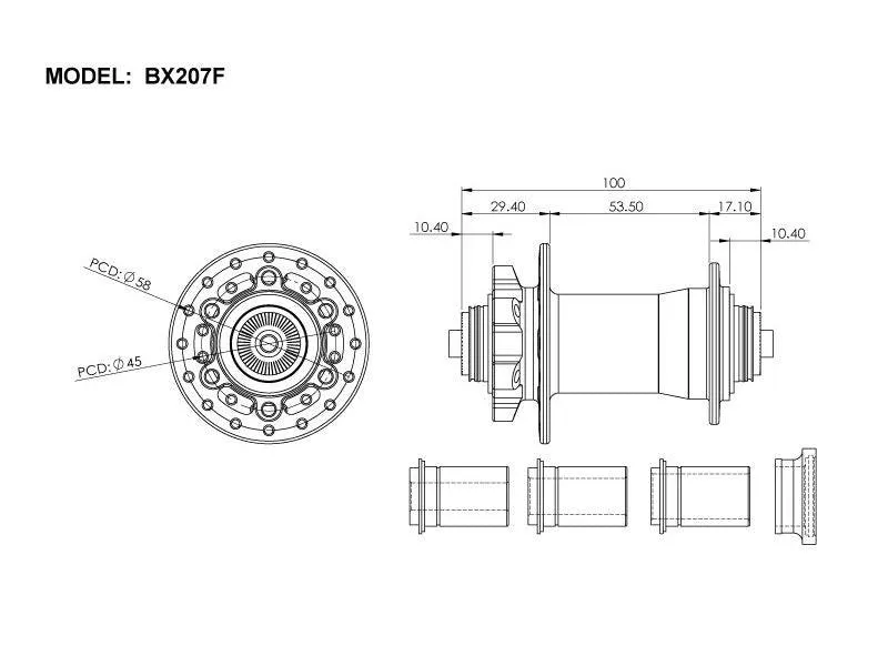 Bitex BX207F Front Disc Hub, ISO