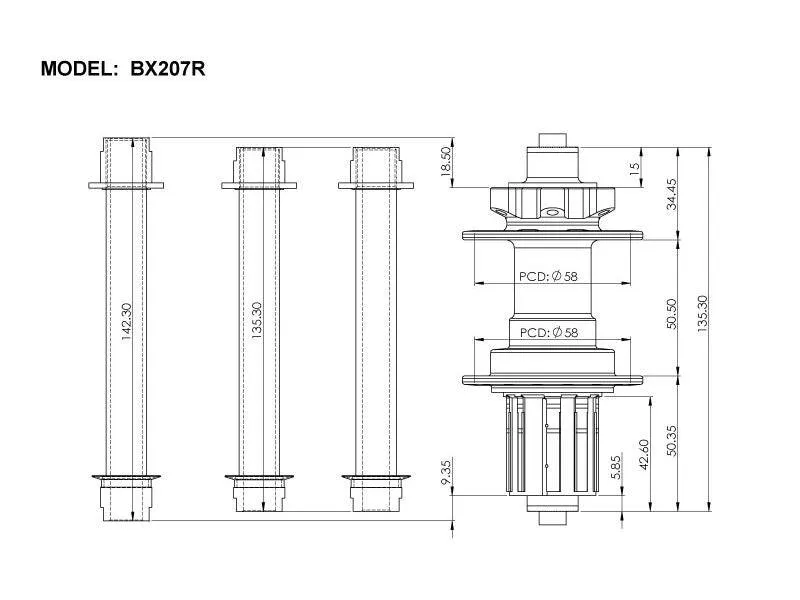 Bitex BX207R Rear Disc Hub, ISO