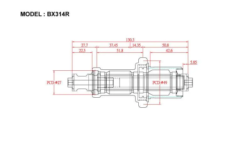 Bitex BX314R Rear Road Hub (Black)